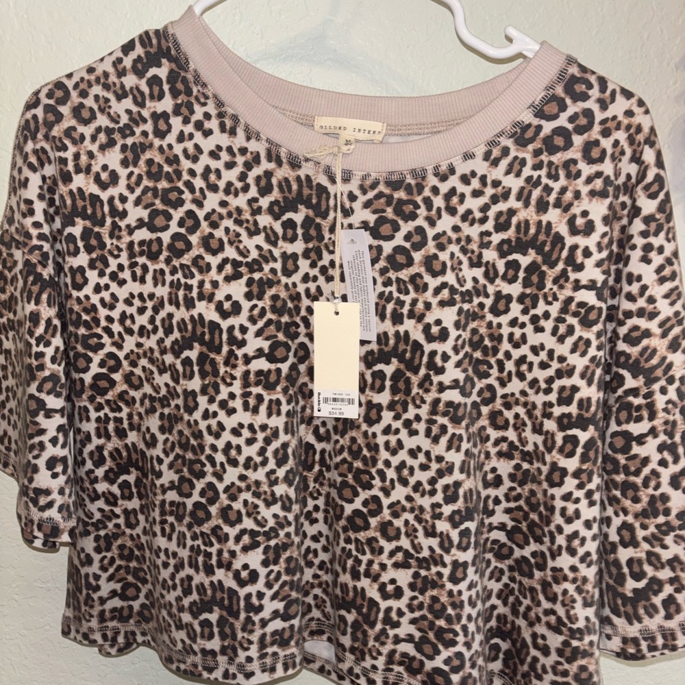 Buckle Animal Print Crop Top